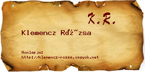 Klemencz Rózsa névjegykártya